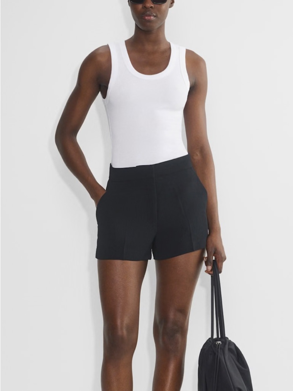 Aritzia The Limitless Curve Mini Black High-Waist Tailored Shorts
